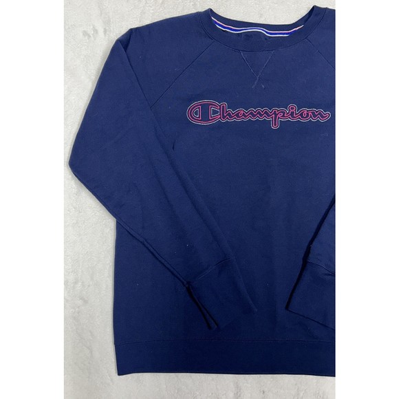 Champion Athleticwear Embroidered Spellout Navy Blue Crewneck Mens Size XL - Picture 2 of 9